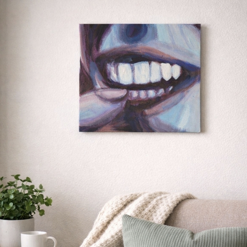Vibrant Smile Canvas Art in Blue and Purple 8 X 10 Inches